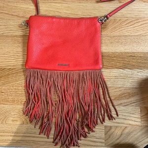 Rebecca Minkoff red leather fringe crossbody
